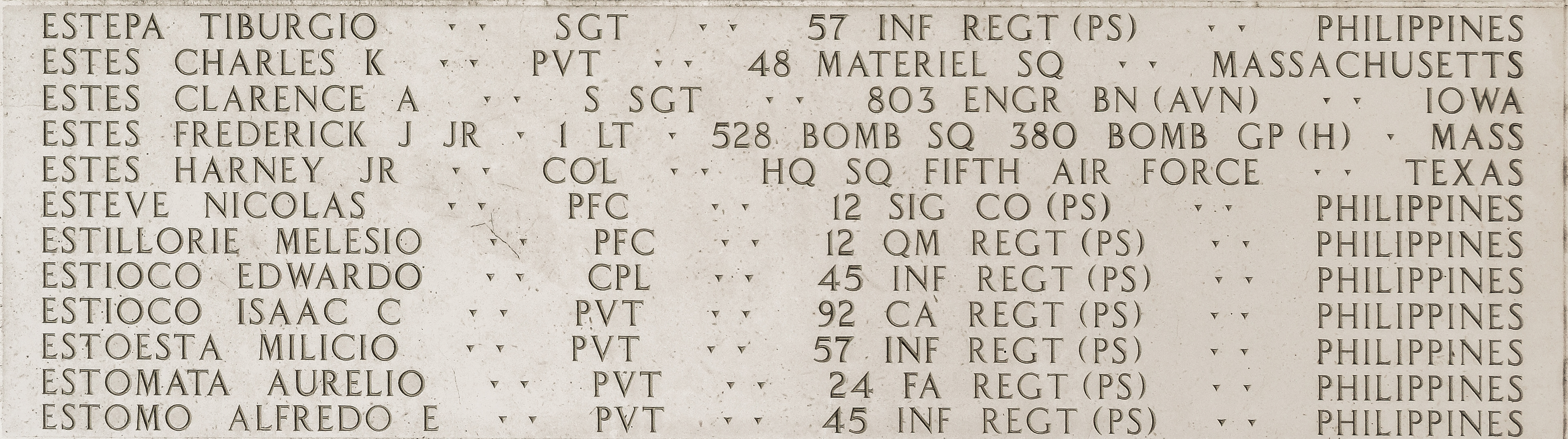 Frederick J. Estes, First Lieutenant